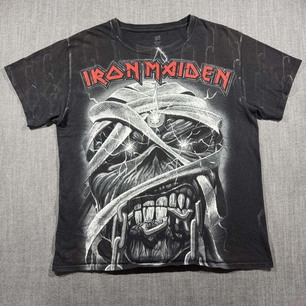 Iron Maiden Shirt Mens Medium Black Eddie Chains Metal Band Graphic Tee Hanes